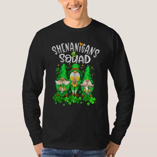Shenanigans Squad Gnomes Shamrock Happy St Patrick T-Shirt (Vorderseite)