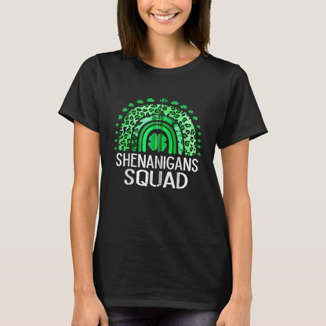 Shenanigans Squad Irish Retro Shamrock St Patrick' T-Shirt (Vorderseite)