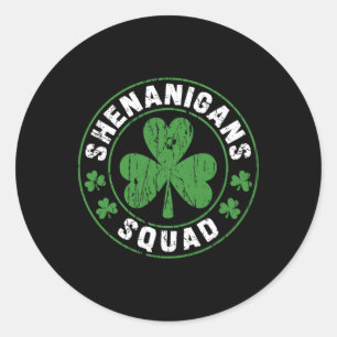 Shenanigans Squad Kleeblatts Irish Funny St Patric Runder Aufkleber