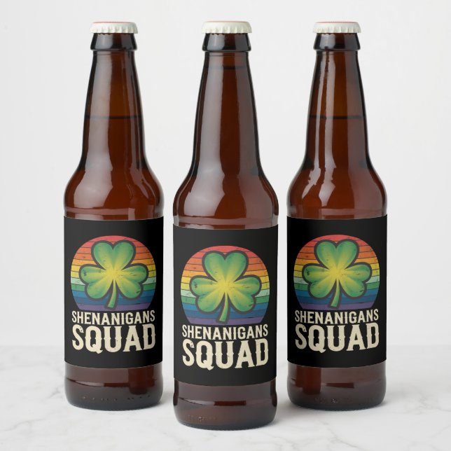 Shenanigans Squad Matching St Patricks Day Group Bierflaschenetikett (Flaschen)