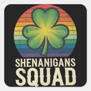 Shenanigans Squad passendes St. Patricks Day Grupp Quadratischer Aufkleber