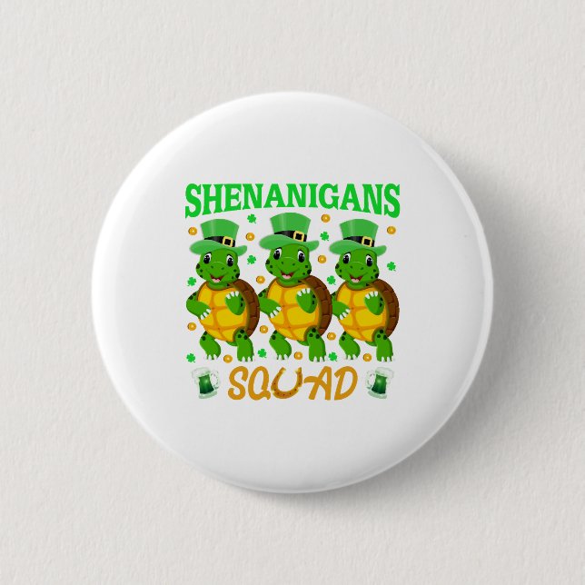 Shenanigans Squad St. Patrick�s Day Cute Turtle Button (Vorderseite)