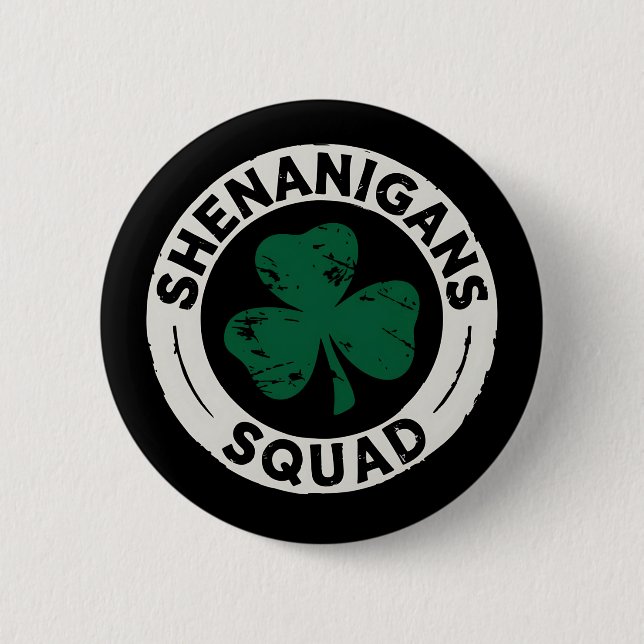 Shenanigans Squad St Patrick's Day Kleeblatt Button (Vorderseite)