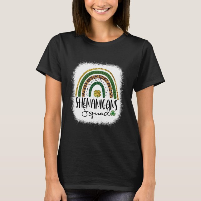 Shenanigans Squad St Patrick's Day Rainbow Shamroc T-Shirt (Vorderseite)
