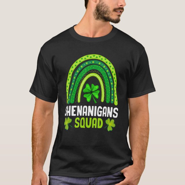 Shenanigans Squad St Patrick's Day Rainbow Shamroc T-Shirt (Vorderseite)