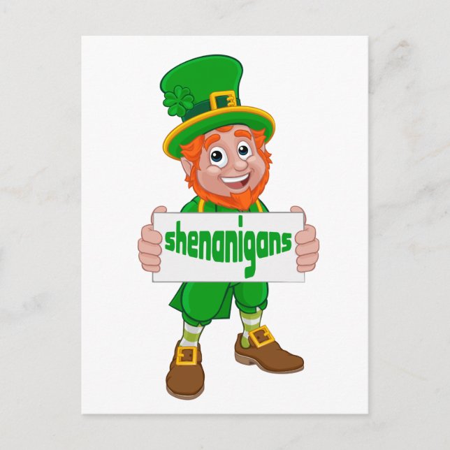 Shenanigans St. Patrick's Day Leprechaun St Pattys Postkarte (Vorderseite)