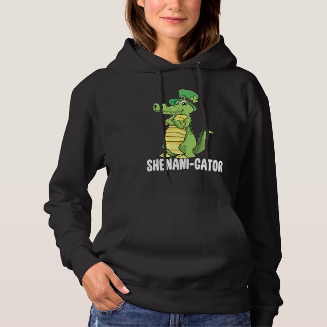 Shenanigator Saint Patrick Day Irish Alligator Sie Hoodie (Vorderseite)