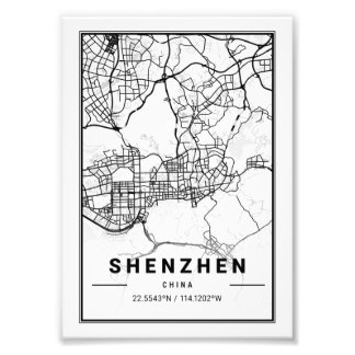 Shenzhen - China - China Light City Karte Fotodruck