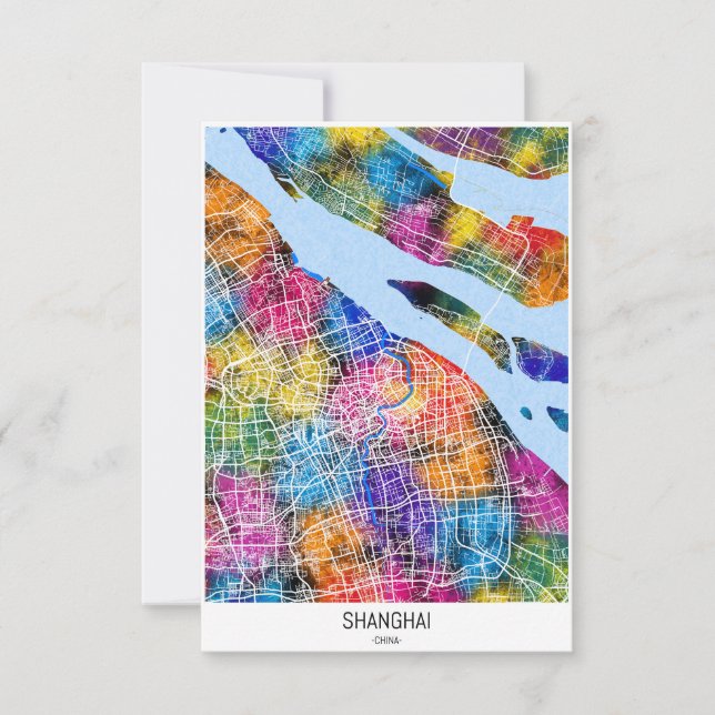 Shenzhen China City Map Dankeskarte (Vorderseite)