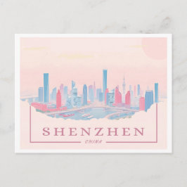 Shenzhen China Futuristic Skyline Pastel Travel Postkarte