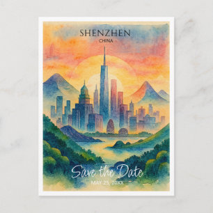 Shenzhen China Reiseziel Save the Date Postkarte