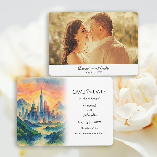 Shenzhen, China Zielkarte Save the Date (Shenzhen,  Destination Save the Date Card)