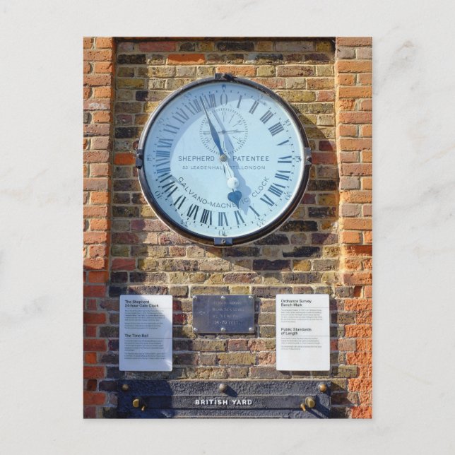 Shepherd 24h Gate Clock, Greenwich Postcard Postkarte (Vorderseite)