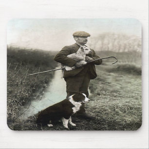"Shepherd mit Border-Collie und Lamm " ~Mousepad Mousepad