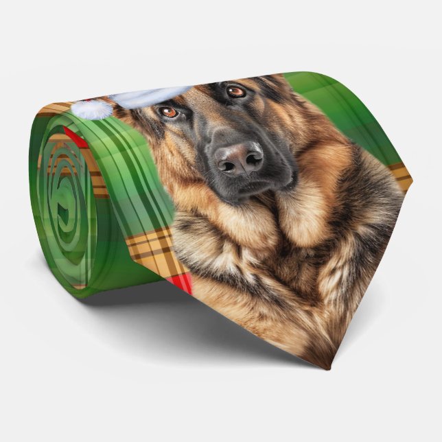 Shepherd Red and Green Plaid Holiday Christmas  Krawatte (Gerollt)