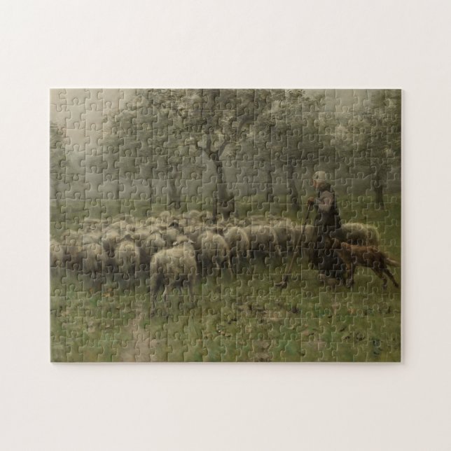 Shepherdess mit einer Menge der Schafe, (Horizontal)