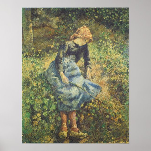 Shepherdess von Camille Pissarro, Vintage Kunst Poster (Vorne)
