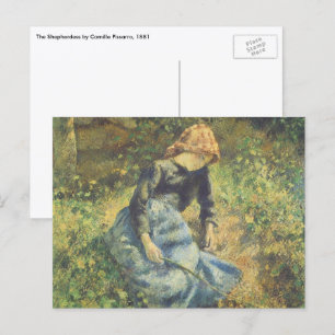 Shepherdess von Camille Pissarro, Vintage Kunst Postkarte