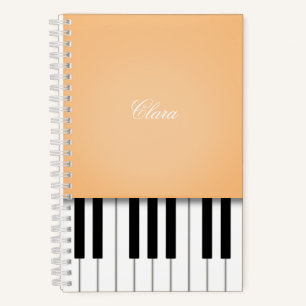 Sherbet Orange Piano Music Keyboard Personalisiert Notizbuch
