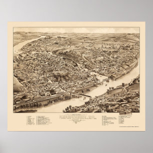 Sherbrooke, Québec, panoramische Karte Kanadas - Poster