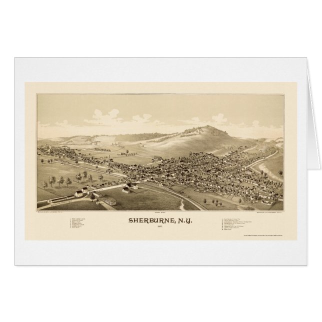 Sherburne, carte panoramique de NY - 1887 (Devant horizontal)