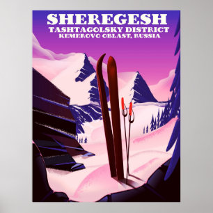 Sheregesh, Oblast Kemerowo Russland Skireise Druck Poster