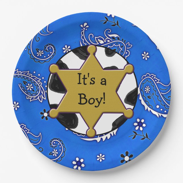 Sheriff Abzeichen Blue Bandanna Paper Teller (Vorderseite)