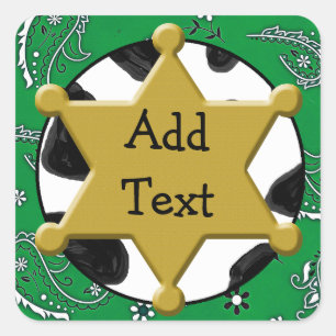 Sheriff-Abzeichen-Grün-Bandanna-Aufkleber Quadratischer Aufkleber