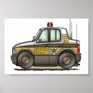 Sheriff-Auto-Streifenwagen Poster