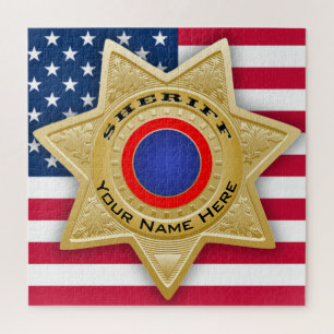 Sheriff Badge Puzzle Personnalisable Ajouter Votre