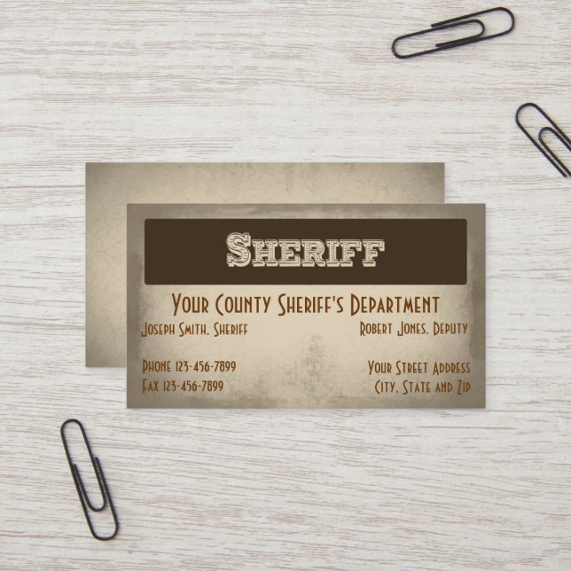 Sheriff Business Card Visitenkarte (Vorderseite/Rückseite Beispiel)