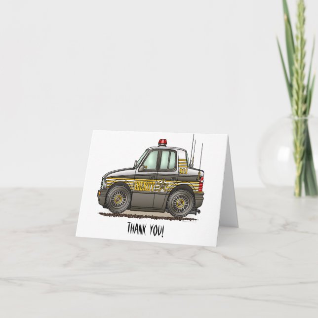 Sheriff Car Patrol Car Dankeskarte (Vorderseite)