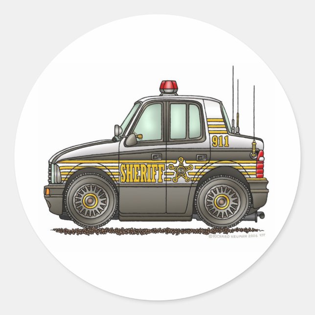 Sheriff Car Patrol Runder Aufkleber (Vorderseite)