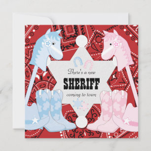 Sheriff Cowboy Gender Reveal Party Einladungen