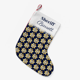 Sheriff Gold Star Abzeichen Gemustert Personalisie Kleiner Weihnachtsstrumpf