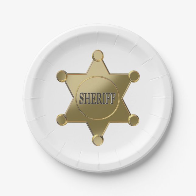 Sheriff golden star pappteller (Vorderseite)
