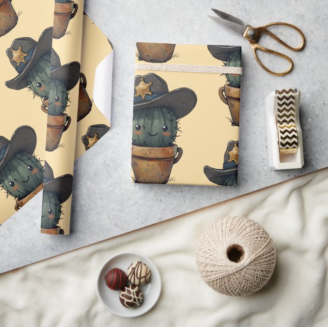 Sheriff Spike-Cactus Character Geschenkpapier (Kunsthandwerk)