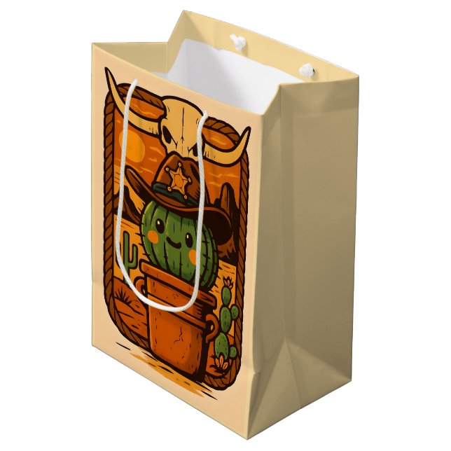 Sheriff Spike-Cactus Character Mittlere Geschenktüte (Vorderseite Schrägansicht)