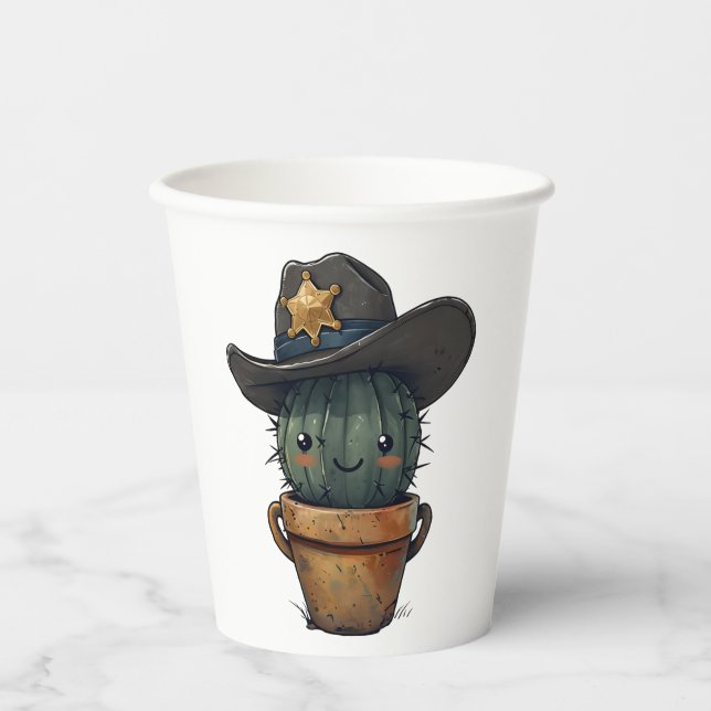 Sheriff Spike-Cactus Character Pappbecher (Vorderseite)