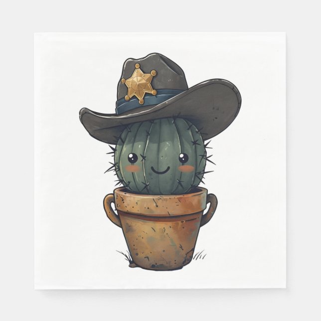 Sheriff Spike-Cactus Character Serviette (Vorderseite)