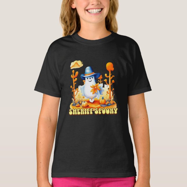 Sheriff Spooky Cowboy Ghost Halloween T-Shirt (Vorderseite)