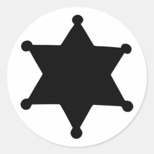 Sheriff Star Kontur Silhouette Runder Aufkleber