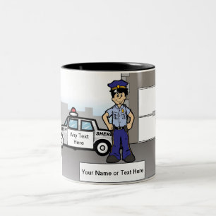 Sheriff Stellvertreterin - Männlicher Cartoon von Zweifarbige Tasse