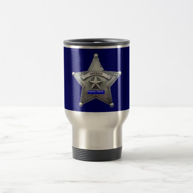 Sheriff Thin Blue Line Abzeichen Reisebecher (Mittel)