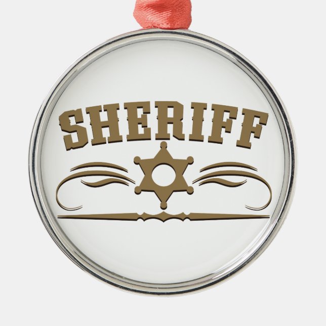 Sheriff-Western-Art Silbernes Ornament (Vorne)