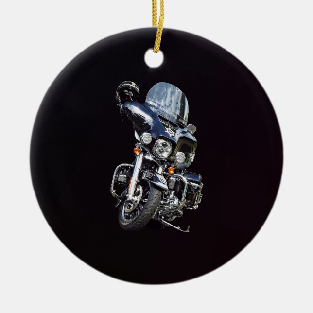 Sheriffs Motorrad Keramik Ornament (Vorne)
