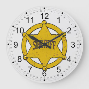 Sheriffs Star Badge Große Wanduhr