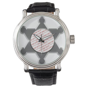 Sheriffs Zinn-Star-Foto-Rahmen Armbanduhr