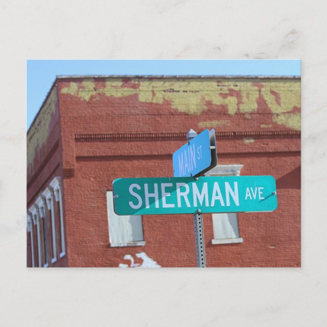 Sherman Street Sign in Kingman, Kansas Postkarte (Vorderseite)