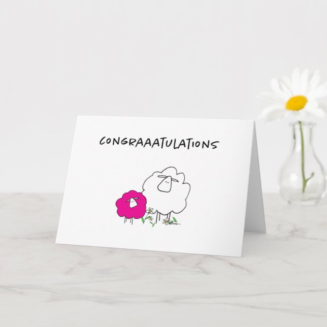 Sherman the Sheep (Pink) New Baby Greeting Card Karte (Kleine Pflanze)